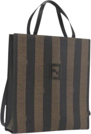 Fendi Pre-owned Tote Bags, female, Multicolor, Size: ONE SIZE Pre-owned Pequin Canvas Tote Bag
