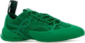Loewe Womens Green Suede Grip Sneakers Jungle