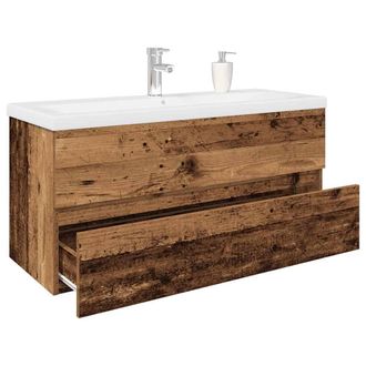 Berkfield Home Sink Cabinet with Built-in Basin & Faucet Old Wood in Brown