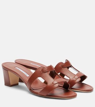 Manolo Blahnik Grellanu 50 leather mules