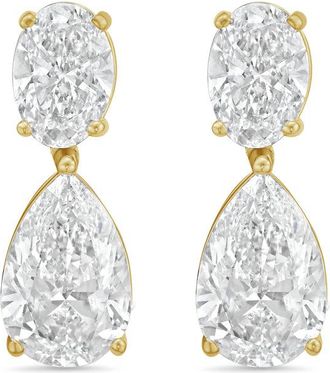 Diana M. Jewels 14KW YG 10.00 Ct TW of Lab grown oval and pear shape diamond drop earrings