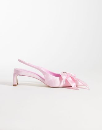 JW PEI Queena - D&eacute;collet&eacute; rosa con cinturino posteriore e applicazioni floreali