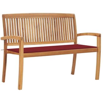 vidaXL Vidaxl - Banco De Jard&iacute;n Apilable Y Coj&iacute;n Madera Maciza De Teca 128,5 Cm