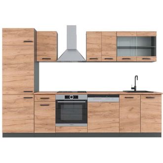 Vicco Mueble De Cocina R-line, Oro Power Roble/antracita, 300 Cm, Et Roble