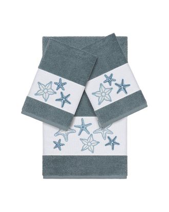 Linum Home Textiles Lydia Turkish Cotton 3Pc Embellished Towel Set
