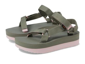 Teva Flatform Universal Womens Sandals Olive/Whisper : 7 B - Medium, Synthetic/Textile