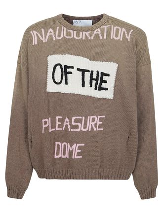 Paly Hollywood Cotton Knit Sweater with Distressed Details and Hand-Embroidered Patch