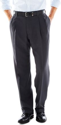 Haggar mensHD00219Eclo Stria Gab Expandable Waist Pleat Front Dress Pant Dress Pants - Grey - 34W x 34L