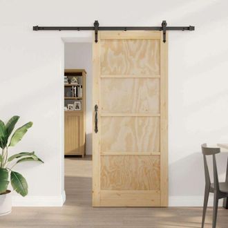 vidaXL Puerta Deslizante Otro Orkdal Natural Y Negro 86 X 198.5 Cm Vidaxl
