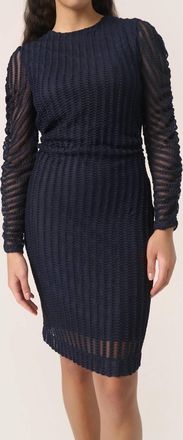 Soaked In Luxury Solveig Long Sleeves Slim Fit Midi Dress In Night Sky