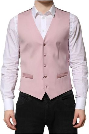 Dolce & Gabbana Roze Wol Formeel Jurk Vest - Heren - Gillet - Roze - S - Wol - Kostuums