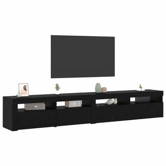 Berkfield Home TV Cabinets 2 pcs with LED Lights Black Oak Engineered Wood