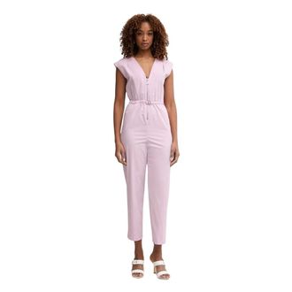 Patrizia Pepe Jumpsuits & Playsuits, Dames, Roze, XS, Katoen, Poplin Riemen Ritssluiting Jumpsuit