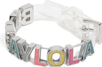 Bimba & Lola glitter-letter bracelet - women - Thermoplastic Polyurethane (TPU)/Zinc Alloy/glass - One Size - Silver