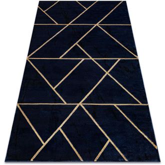 RugsX Rugsx - Alfombra Emerald Exclusivo 1012 Glamour, Elegante Geom&eacute;trico Azul Oscuro / Oro Blue 80x150 Cm