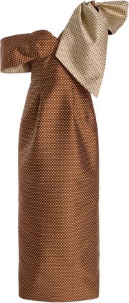 Rosie Assoulin Abito monospalla a pois - Marrone