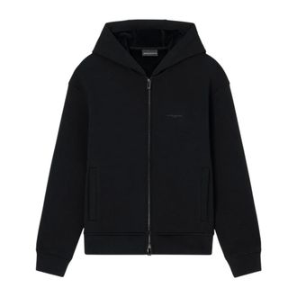Emporio Armani Zip-throughs, male, Black, Size: 2XL maglieria e felpe poliestere