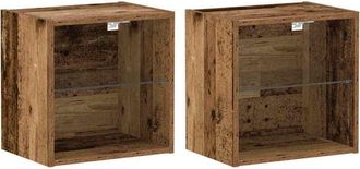 vidaXL Estante flotante con estante 2 pcs Marrón 40 x 28.5 x 40 cm Vidaxl