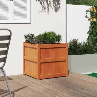 Berkfield Home Beautiful Garden Planter Wax Brown 60x60x60 cm Solid Wood Pine | Size: 60 x 60 x 60 cm