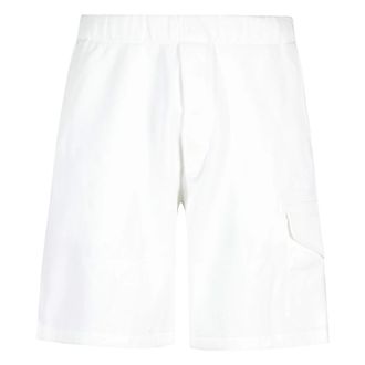 C.P. Company Diagonal Raised Fleece Cargo Sweatshorts - Heren - Korte Broeken - Wit - S - Katoen - Korte Broeken