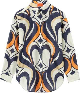 La DoubleJ Camicia Better Than Your Boyfriends con stampa astratta - Blu