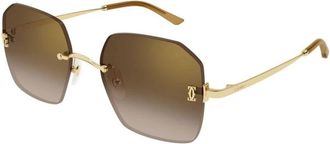 Cartier Zonnebrillen - Dames - Zonnebrillen - Geel - 55 MM - Nylon - Accessoires