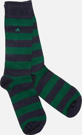 Swole Panda Mens GREEN/NAVY STRIPED SOCKS - Size: 7/8.5/8/7.5/9/9.5/10/10.5/11