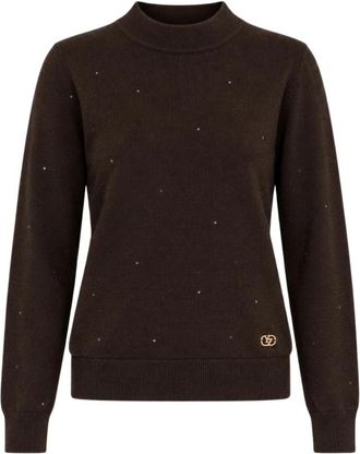 Yes-Zee Coltrui - Dames - Ronde hals truien - Bruin - XS - Pailletten - Truien & Vesten