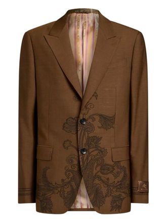 Etro Blazer met enkele rij knopen en bloemenprint - Bruin