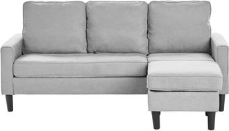 Beliani Beliani - Sofá tapizado 3 plazas gris claro con reposapiés estilo moderno Avesta