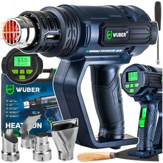 OEM Pistola De Calor El&eacute;ctrica De 2 Velocidades Con Control Lcd, Potente 2200w + 5 Boquillas + Masilla