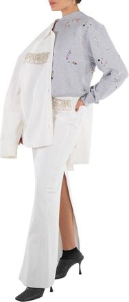 Paco Rabanne Ladies Grey Stud-Detail Organic Cotton Sweatshirt, Size Small