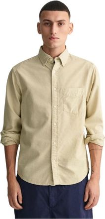GANT Cotton Oxford Shirt - Heren - Casual Overhemden - Beige - M - Katoen - Overhemden