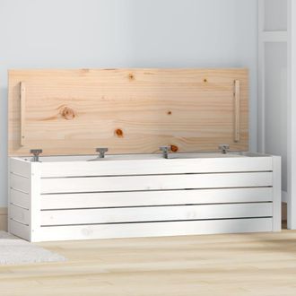 Berkfield Home Storage Box White 109x36.5x33 cm Solid Wood Pine