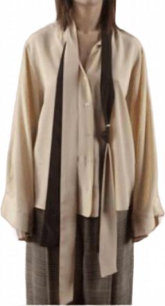 PDR Phisique Du Role Silk Blouse With Double Ties In Beige