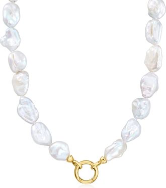 Ross-Simons 10-12mm Cultured Baroque Pearl Charm-Compatible Necklace With 18kt Gold Over Sterling