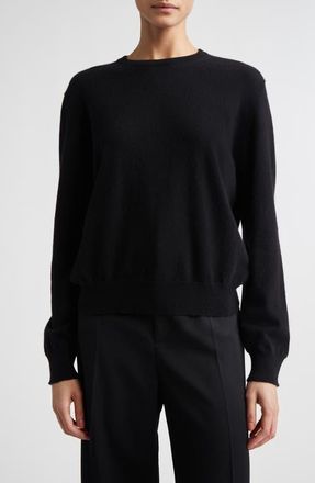 Johnstons of Elgin Lunan Cashmere Crewneck Sweater in Black at Nordstrom, Size X-Large