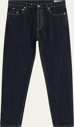 Brunello Cucinelli Mens Straight-Fit Dark Denim Jeans