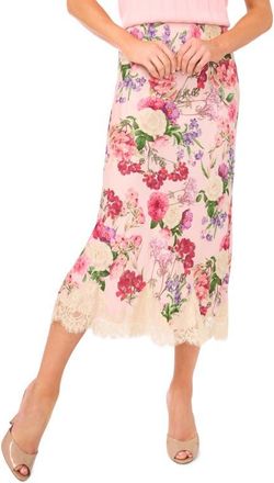 Ted Baker Edith Lace Trim Floral Skirt in Cloud Pink at Nordstrom, Size Medium