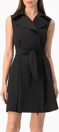 Ivonne Belted Sleeveless Trench-Style A-Line Mini Dress in Black at Nordstrom, Size 10