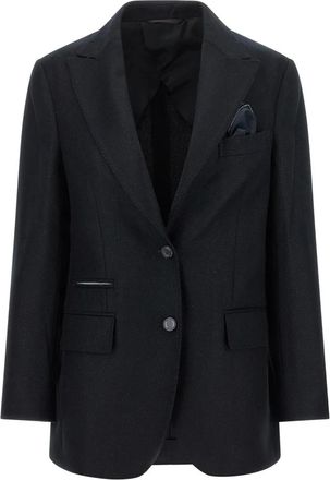 PESERICO Gestructureerde wollen blazer - Dames - Blazers - Zwart - XS - Wol - Jassen