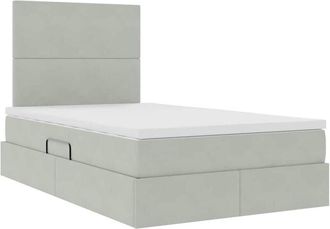 vidaXL Bed with Mattress with Headboard Light Grey 120 x 200 cm Velvet vidaXL