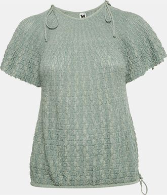 M Missoni Green Textured Lurex Knit Top