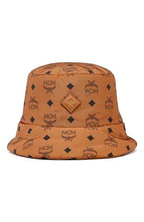 MCM Padded Bucket Hat in Monogram Print ECONYL in Cognac at Nordstrom, Size 58