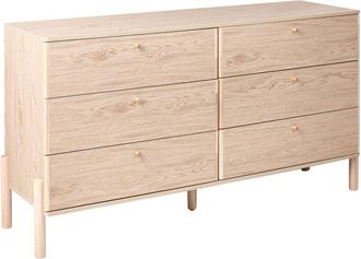 Beliani 6 Drawer Chest Light Brown Particle Board Solid Wood Legs Modern Scandinavian Style Living Room Storage Sideboard COLLINS