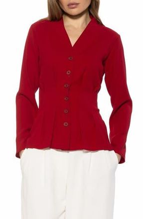 Alexia Admor Amaris Cinched Waist Button-Up Shirt in Red at Nordstrom Rack, Size 12