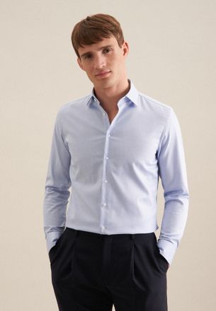 Seidensticker Businesshemd SEIDENSTICKER Schwarze Rose, Herren, Gr. XS (36), normale &Auml;rmell&auml;ngen, mittelblau, 100% Baumwolle, unifarben, skinny fit, 2-Knopf-Mansche
