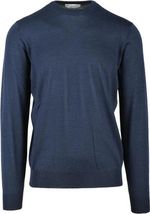 FILIPPO DE LAURENTIIS Merino Wol Ronde Hals Trui - Heren - Ronde hals truien - Blauw - L - Wol - Truien & Vesten