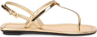 Prada Flat Leather Sandals - female - Prada - Flat Sandals - Yellow - 4 UK - Shoes