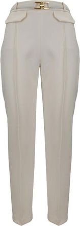 Elisabetta Franchi Dames, Broeken, Wit, Maat: XL Leer